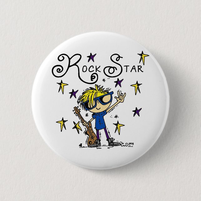 Blond Boy Rock Star Button (Front)