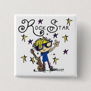 Blond Boy Rock Star Button