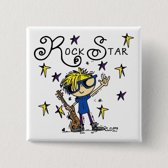 Blond Boy Rock Star Button (Front)