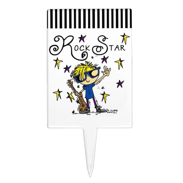 Blond Boy Rock Star Cake Topper (Front)
