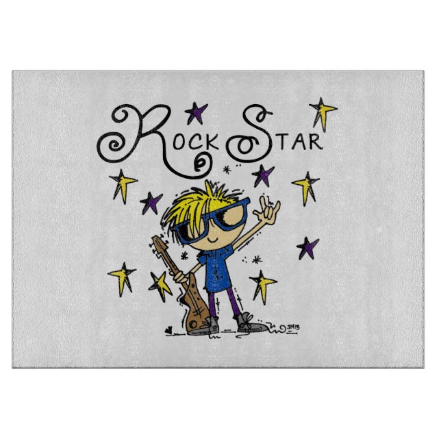 Blond Boy Rock Star Cutting Board (Front)