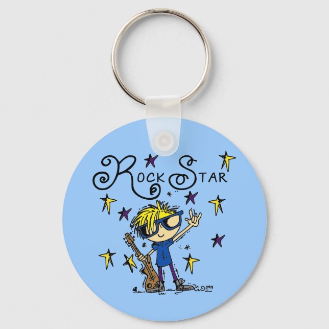 Blond Boy Rock Star Keychain (Front)