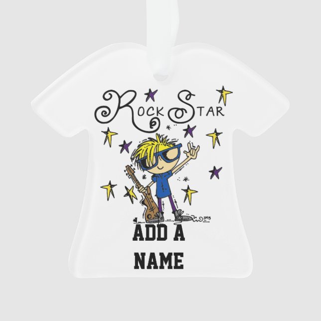 Blond Boy Rock Star Ornament (Front)