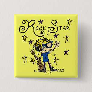 Blond Boy Rock Star Pinback Button