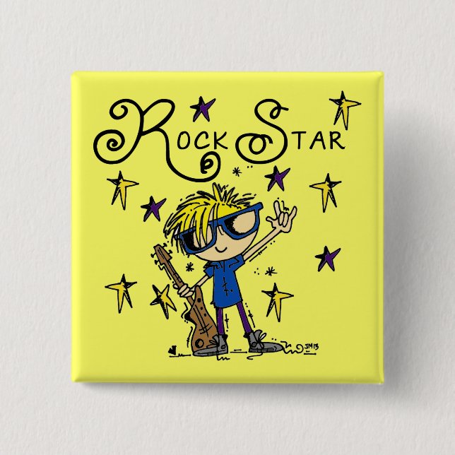 Blond Boy Rock Star Pinback Button (Front)
