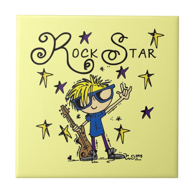 Blond Boy Rock Star Tile (Front)