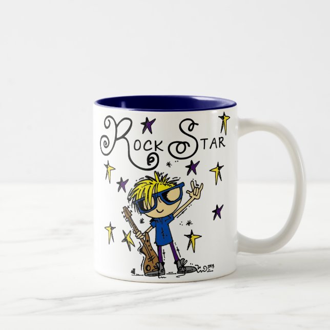 Blond Boy Rock Star Two-Tone Coffee Mug (Right)