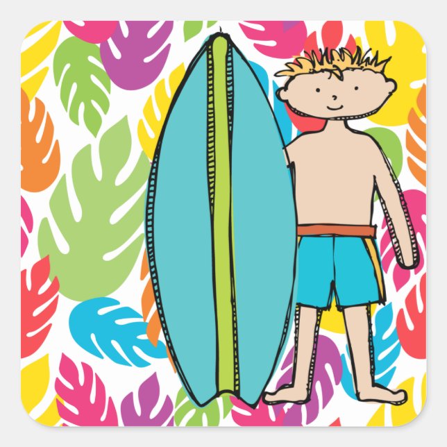 Blond Boy Surfer Stickers (Front)