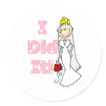 Blond Bride I Did It Classic Round Sticker