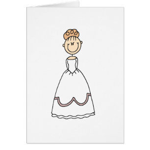 Blond Bride Stick Figure Card