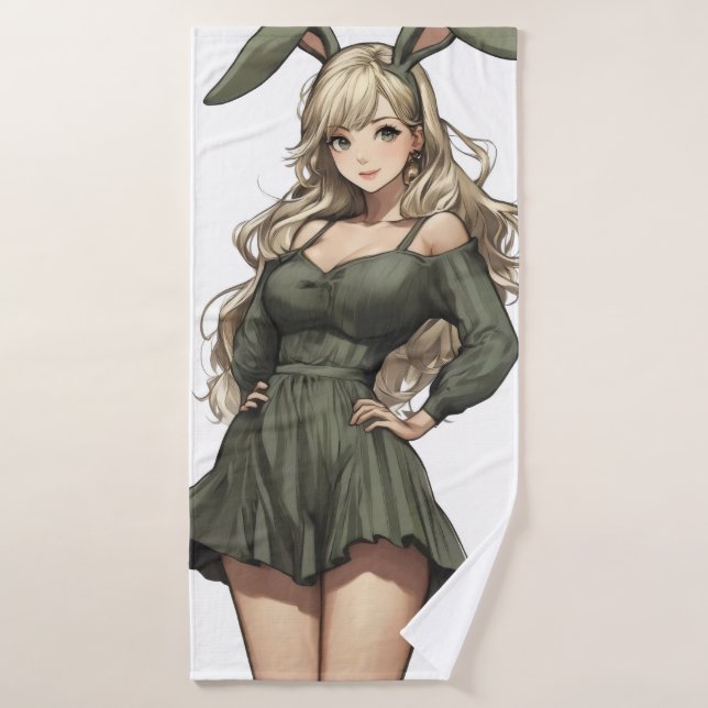 Blond Bunny Girl Anime Bath Towel (Bath Towel)