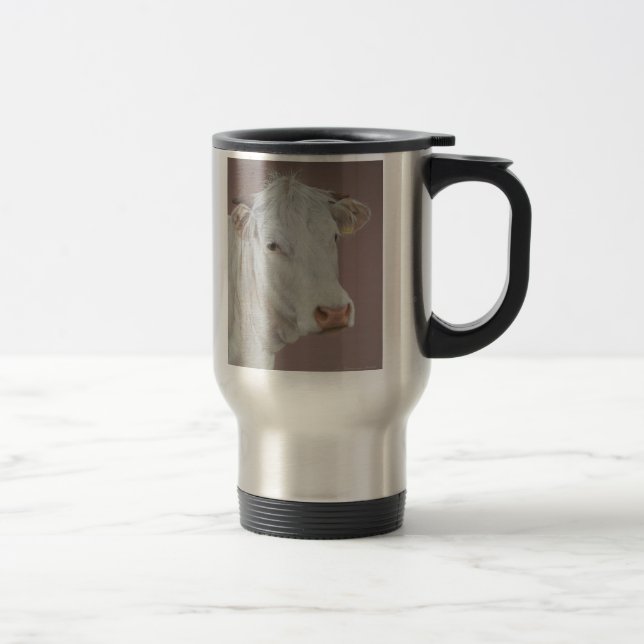 Blond D'Aquitaine Cow Travel Mug (Right)