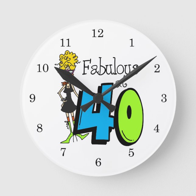 Blond Fabulous at 40 Birthday Round Clock (Front)