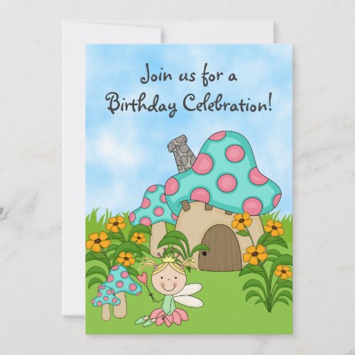 Blond Fairy Princess and Garden Birthday Invite