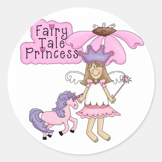 Blond Fairy Tale Princess Classic Round Sticker (Front)