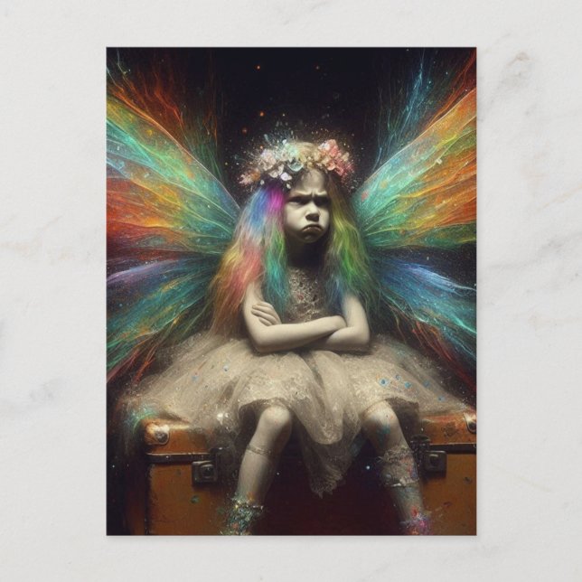 Blond Fairy With An Attitude on Vintage Suitcase Postcard (Front)