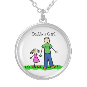 Blond Family Father Daughter Custom Art Necklace