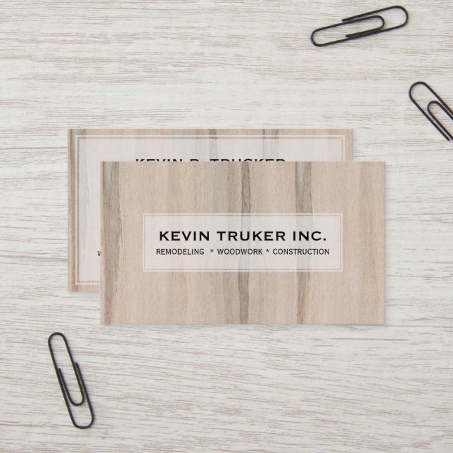 Blond faux Wood Texture Remodeling Business Card (Front/Back In Situ)