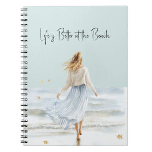Blond Female Blue Skirt Beach Notebook