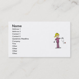 Blond Female Stick Figure Nurse Business Card