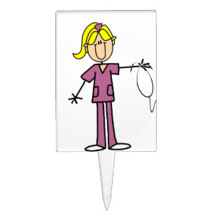 Blond Female Stick Figure Nurse Cake Topper