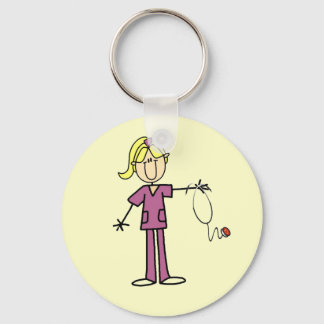 Blond Female Stick Figure Nurse Keychain