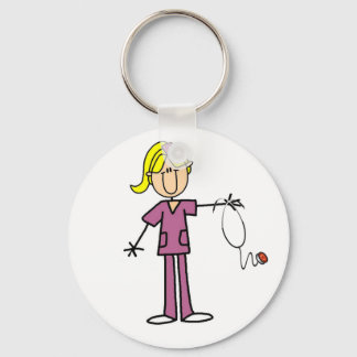 Blond Female Stick Figure Nurse Keychain