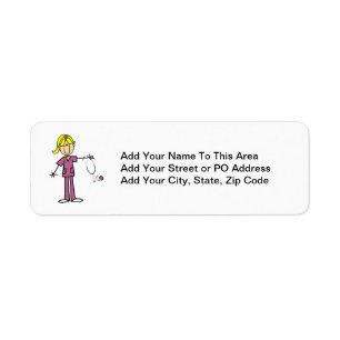 Blond Female Stick Figure Nurse Label