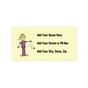 Blond Female Stick Figure Nurse Label