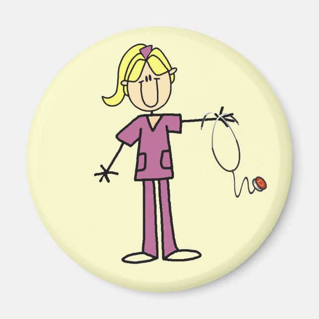 Blond Female Stick Figure Nurse Magnet (Front)