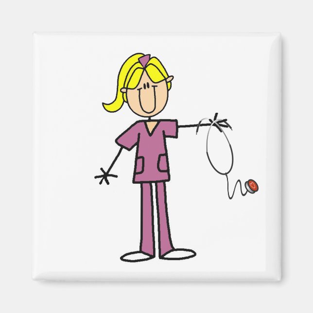 Blond Female Stick Figure Nurse Magnet (Front)