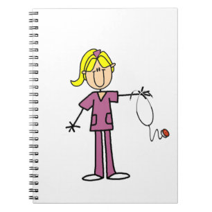 Blond Female Stick Figure Nurse Notebook