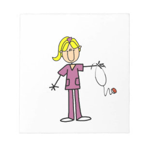 Blond Female Stick Figure Nurse Notepad