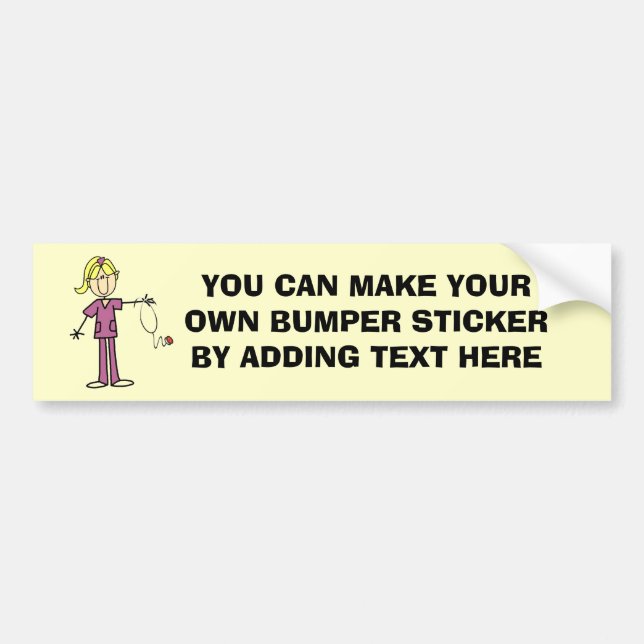 Blond Female Stick Figure Nurse T-shirts Bumper Sticker (Front)