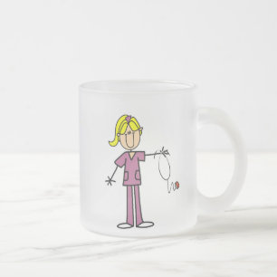 Blond Female Stick Figure Nurse T-shirts Frosted Glass Coffee Mug