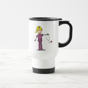 Blond Female Stick Figure Nurse T-shirts Travel Mug