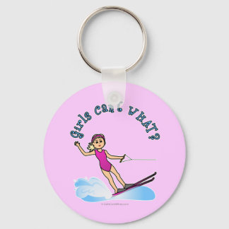 Blond Female Water Skier Keychain