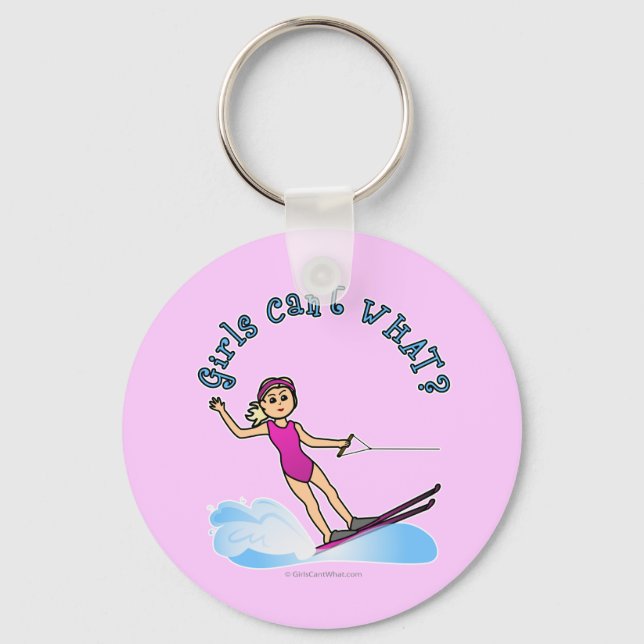 Blond Female Water Skier Keychain (Front)