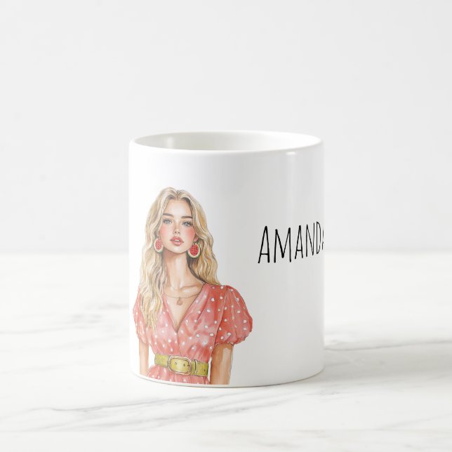 Blond Female Watermelon Earrings Coffee Mug (Center)