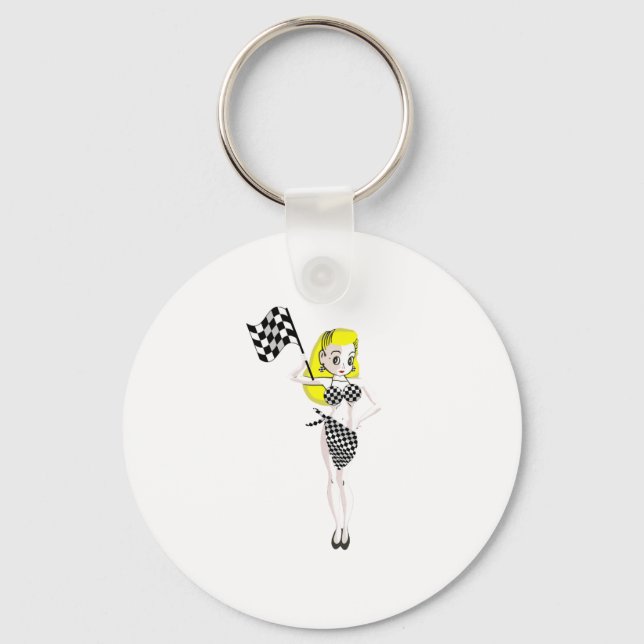Blond Flag Girl Keychain (Front)