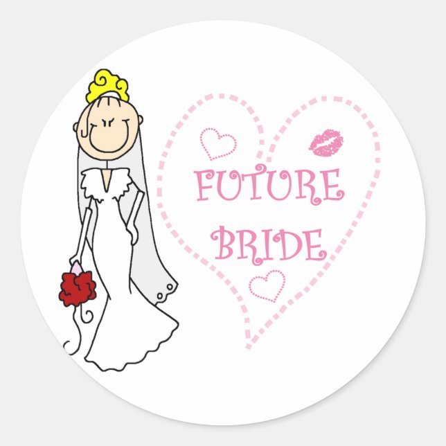 Blond Future Bride T-shirts and Gifts Classic Round Sticker (Front)