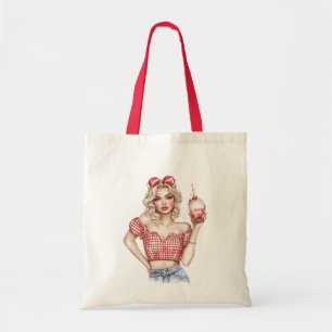 Blond Girl Americana Shake Roller Skates Tote Bag