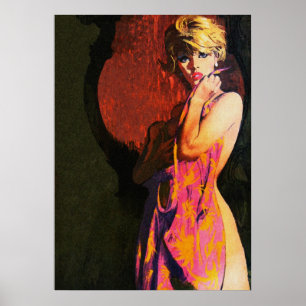 Blond Girl and Mirror Vintage Pulp Cover Art. Poster