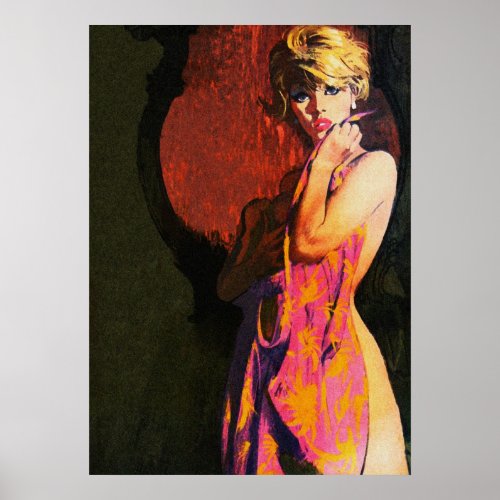 Blond Girl and Mirror Vintage Pulp Cover Art Poster