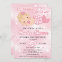 Blond Girl Baby Shower Invitation | Baby Mermaid