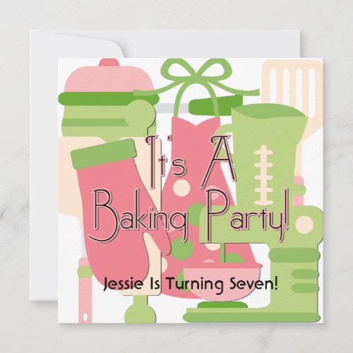 Blond Girl Baking Party Birthday Invitations