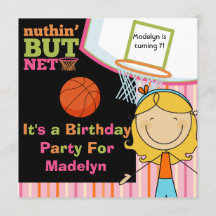 Blond Girl Basketball Birthday Invitation
