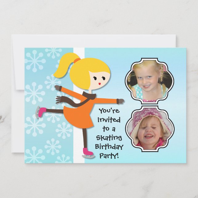 Blond Girl Birthday Skating Party Invitation (Front)