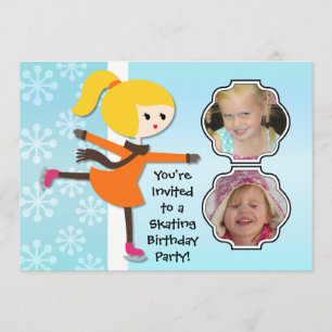 Blond Girl Birthday Skating Party Invitation