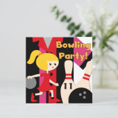 Blond Girl Bowling Party Invitations (Standing Front)